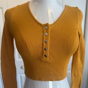 Mustard Ribbed Long Sleeve Top